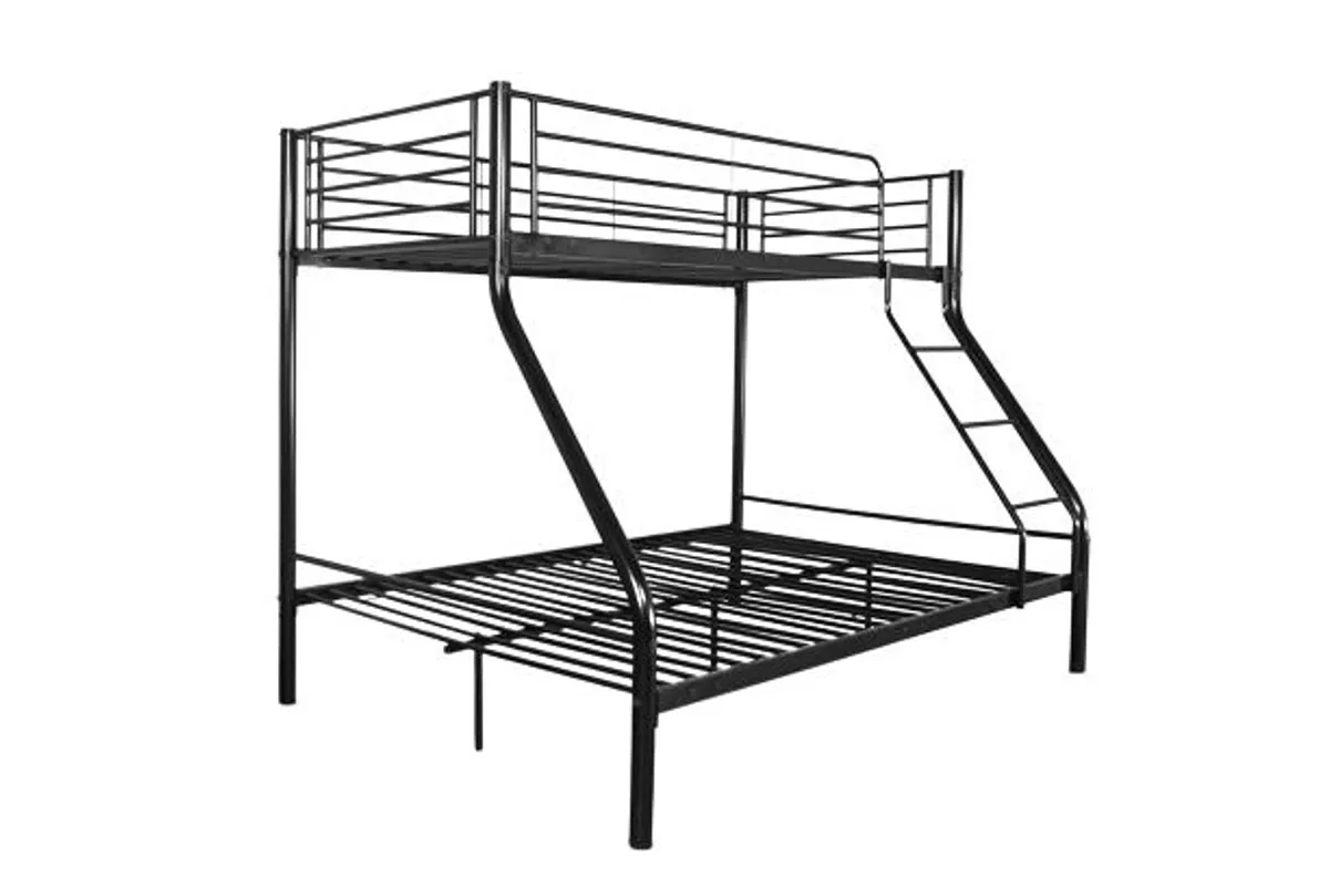 Black Double Metal Bunk Bed Sturdy Frame - Image 1