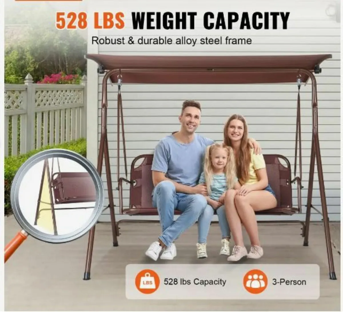 3-Person Patio Swing Chair - Image 2