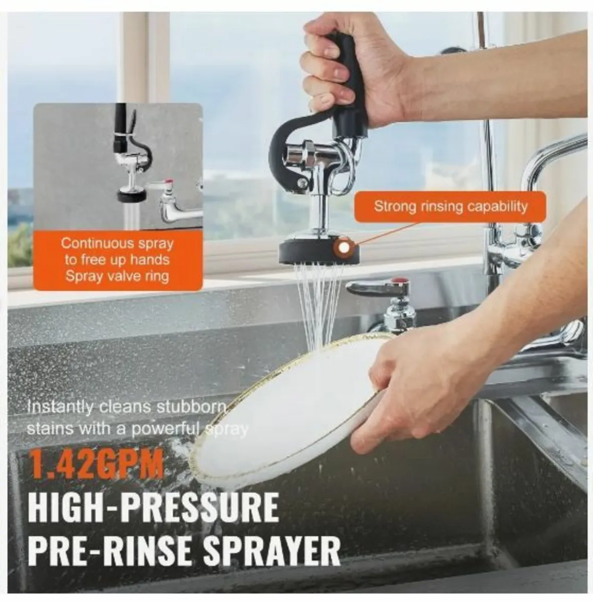Commercial Faucet with Pre-Rinse Sprayer - Image 2