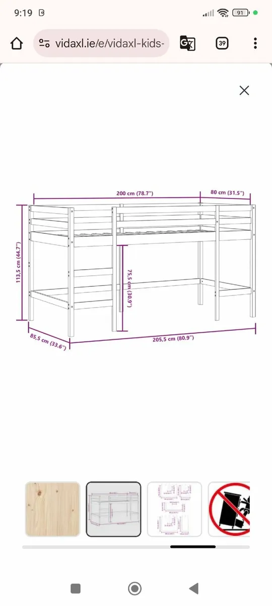 Mid sleeper bed - Image 1