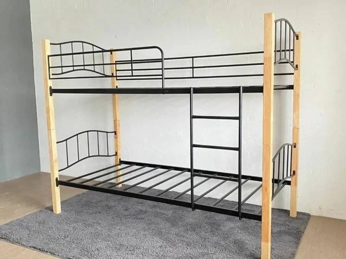 Sturdy Wooden & Metal Bunk Bed - Image 1