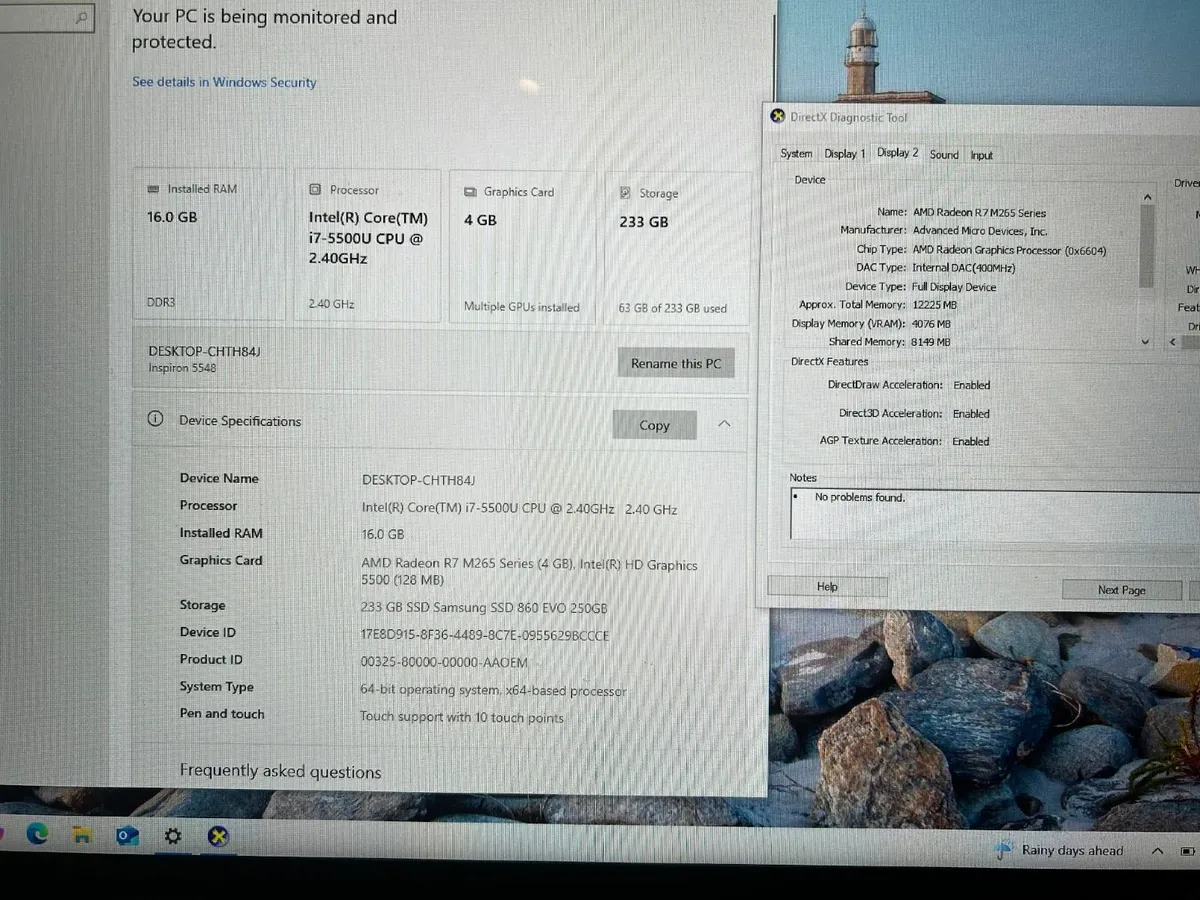 Dell Light Gamer i7 16gb  256SSD Touchscreen - Image 2