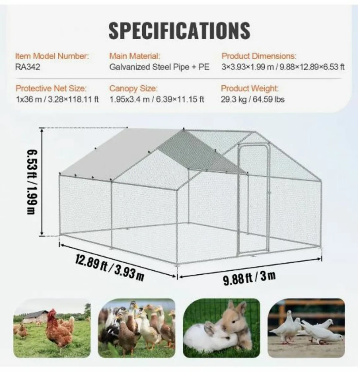 Metal Chicken Coop Walk-in Chicken - Image 1