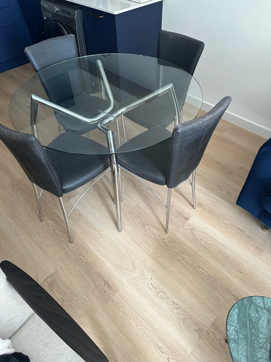110 cm Glass Round Dining Table - Image 2