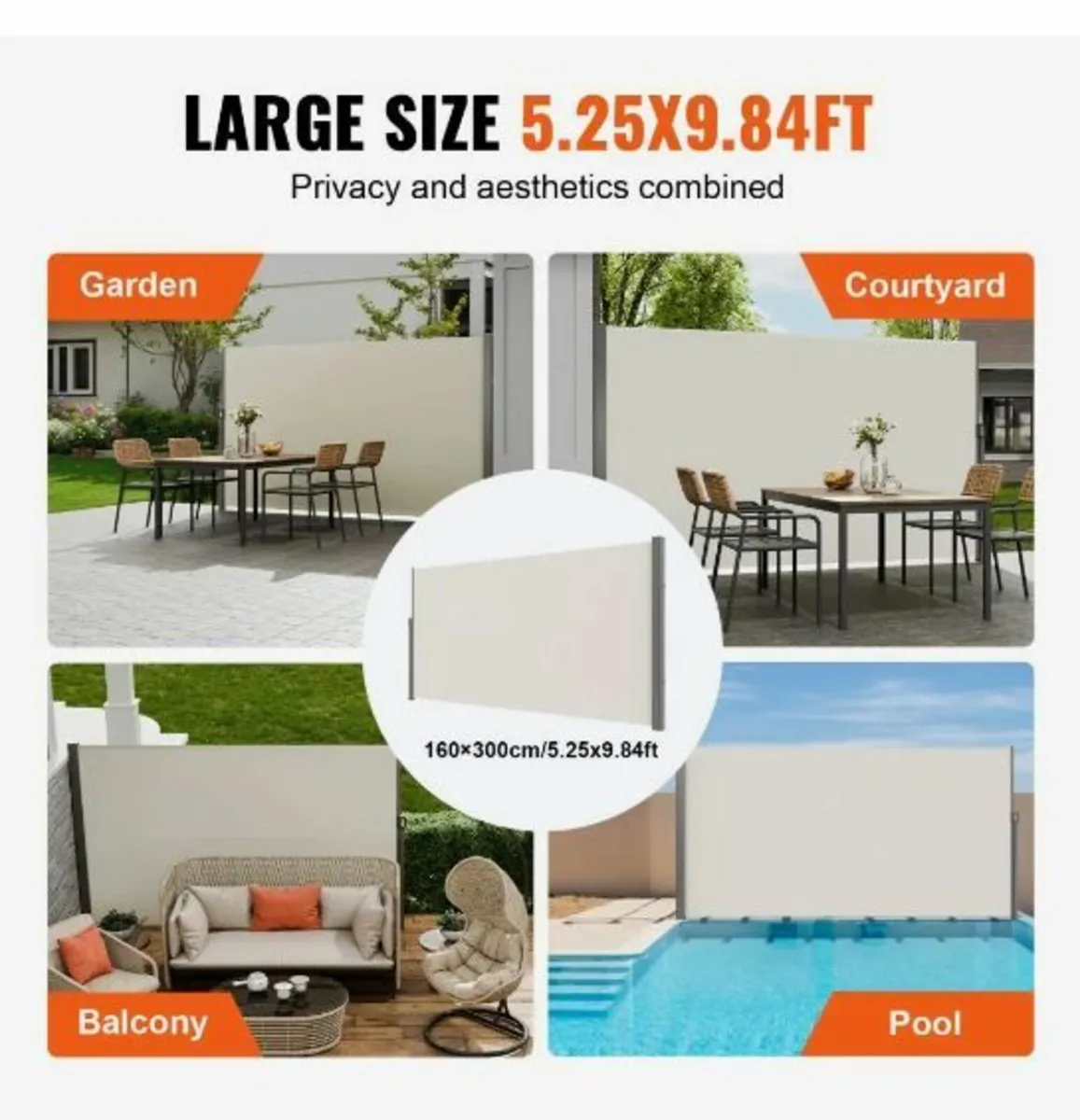 Retractable Side Awning, 63''x 118'' Outdoor - Image 4