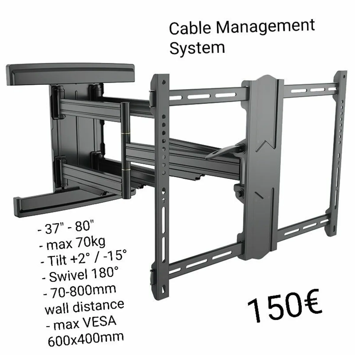Tv Wall Mount Bracket Tilt Swivel Long Arm 37-80" - Image 1