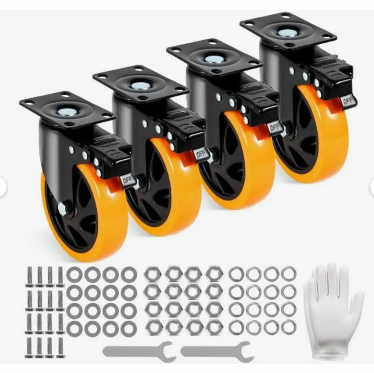 Caster Wheels, 12.7 cm Swivel Plate - Image 1