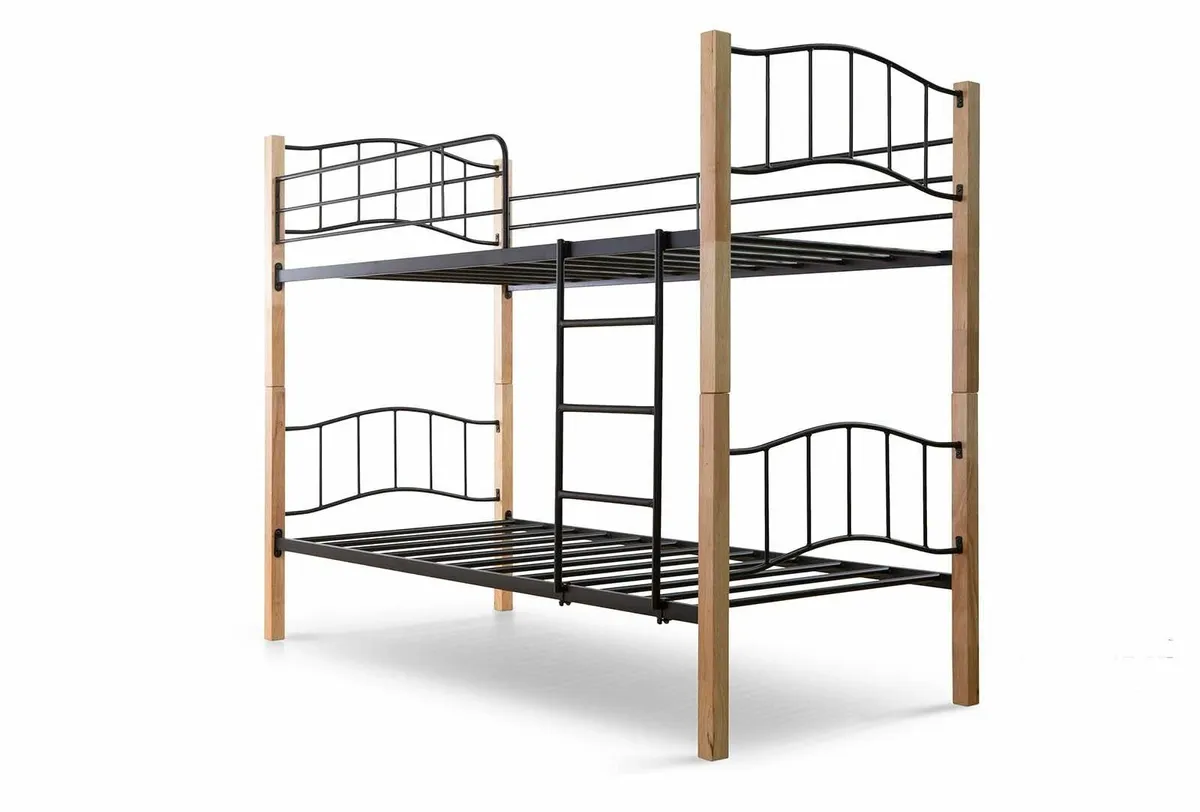 Sturdy Wooden & Metal Bunk Bed - Image 2
