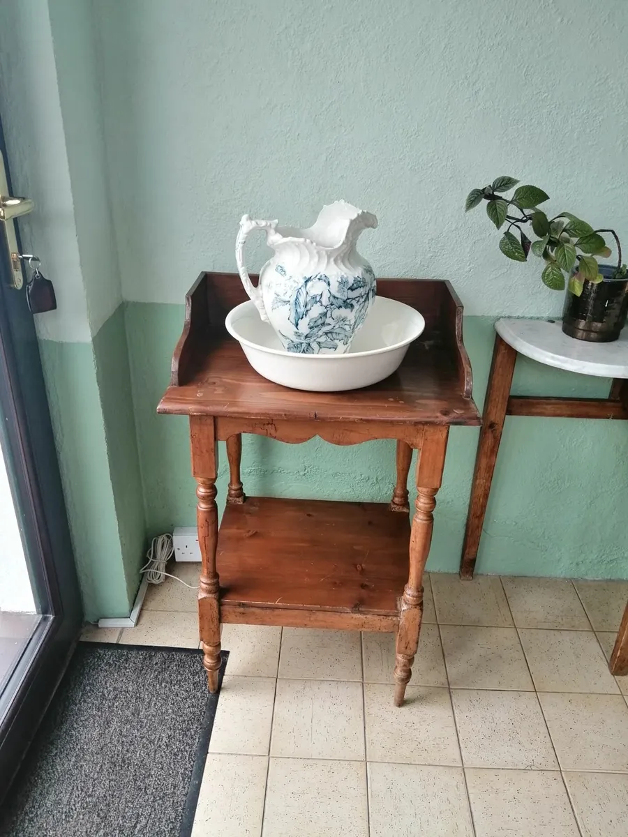 Antique wash stand, basin and jug