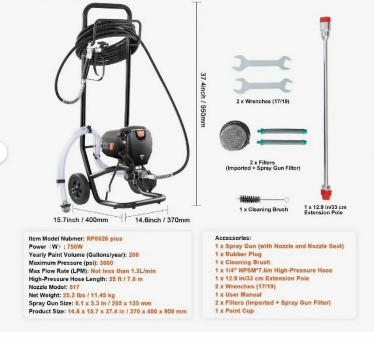Stand Airless Paint Sprayer, 750W - Image 4