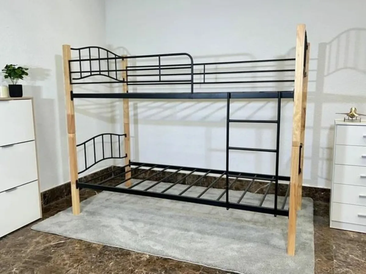 Sturdy Wooden & Metal Bunk Bed - Image 2