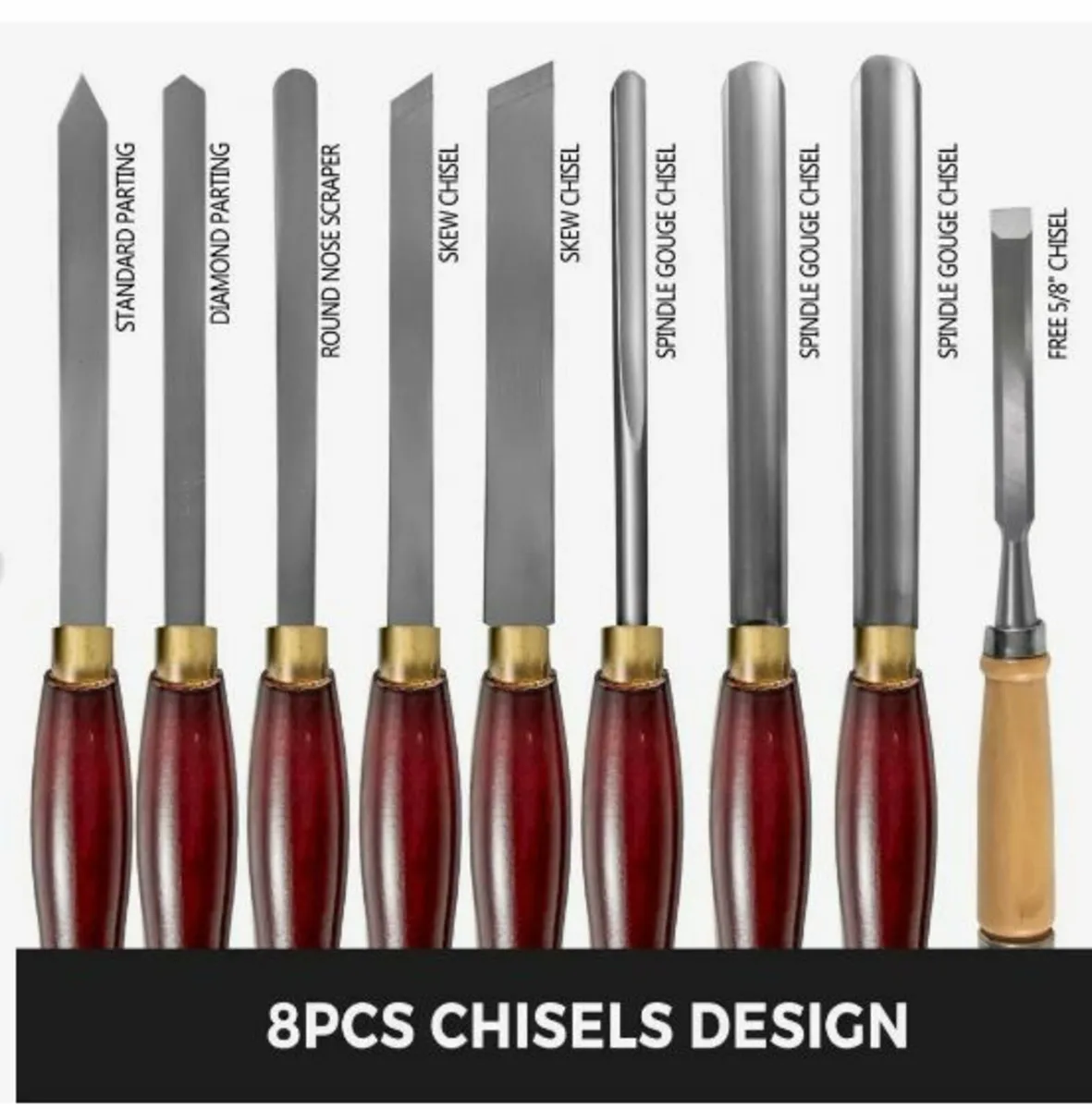 Wood Chisel Sets 8pcs Lathe Chisels - Image 3