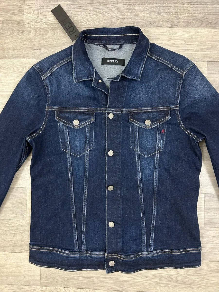 NEW Replay Distressed Denim Jacket Mens Large - Image 2