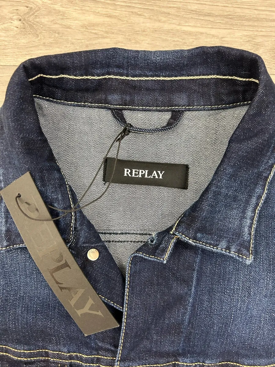 NEW Replay Distressed Denim Jacket Mens Large - Image 4