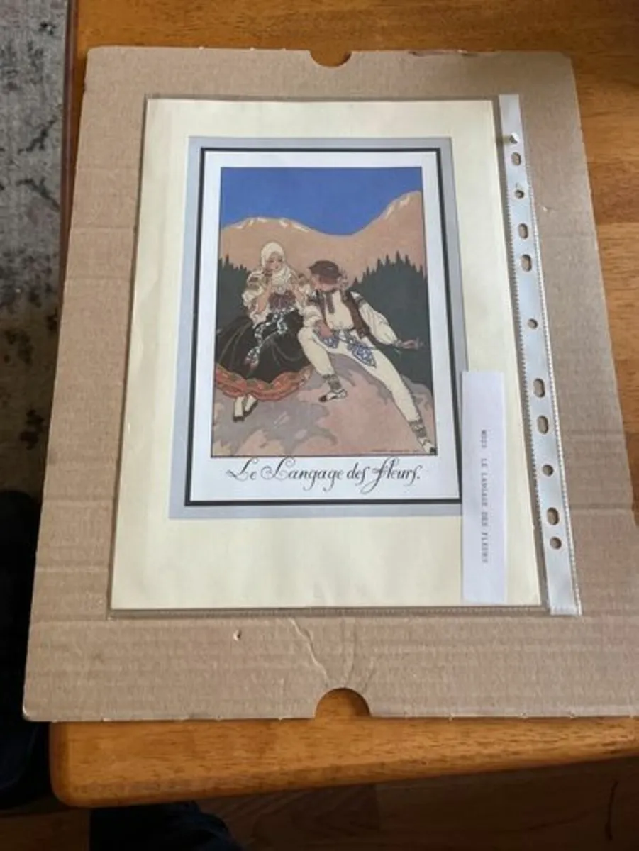 G. Barbier Prints. Pages From  Old Book. Mounted - Image 1