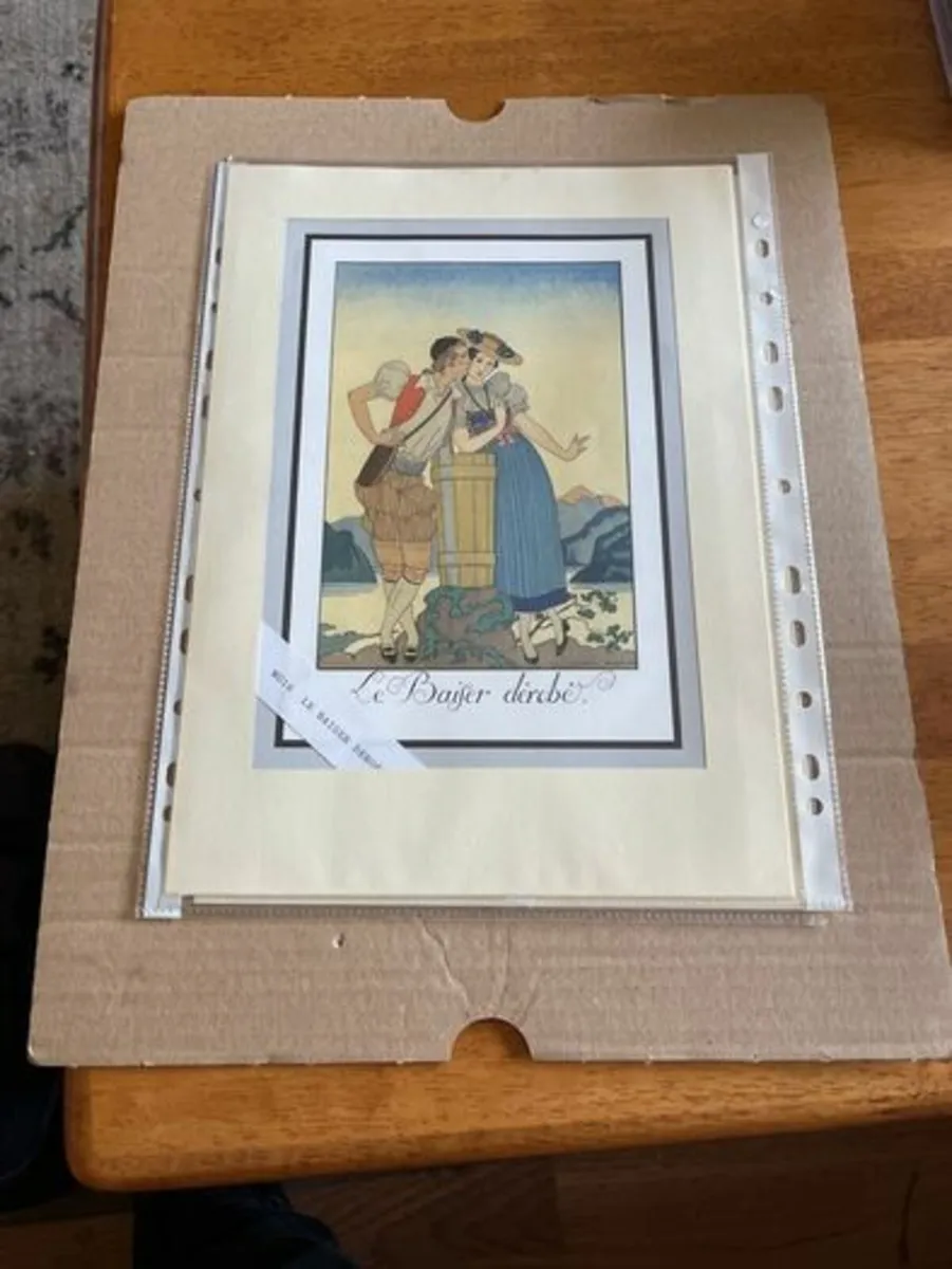 G. Barbier Prints. Pages From  Old Book. Mounted - Image 4