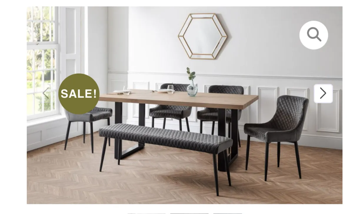 Berwick dining table luxe low bench and 4 luxe cha - Image 1