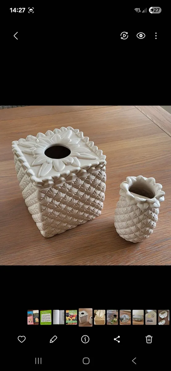 Tommy Bahama tissue box & toothbrush holder - Image 1