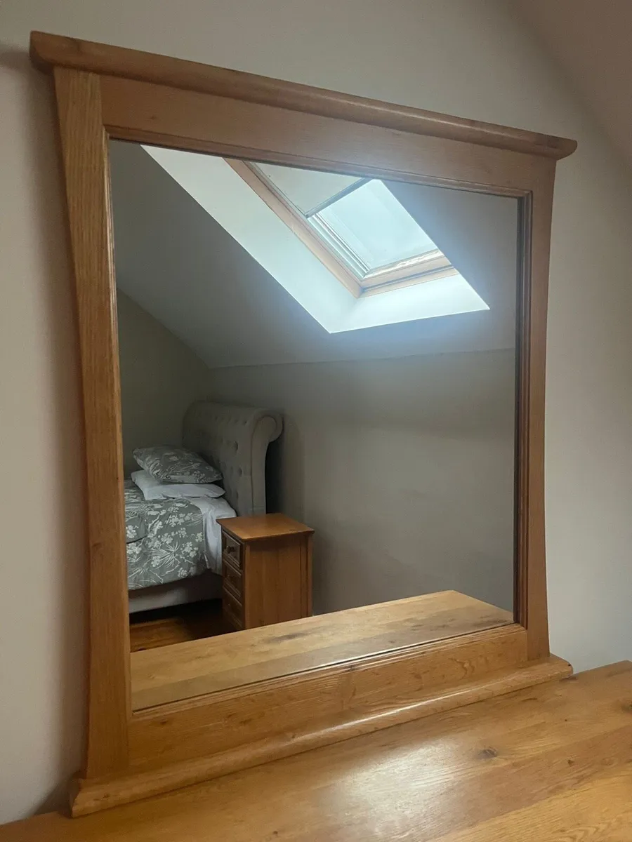 Oak Chest of Drawers & Mirror - Image 2