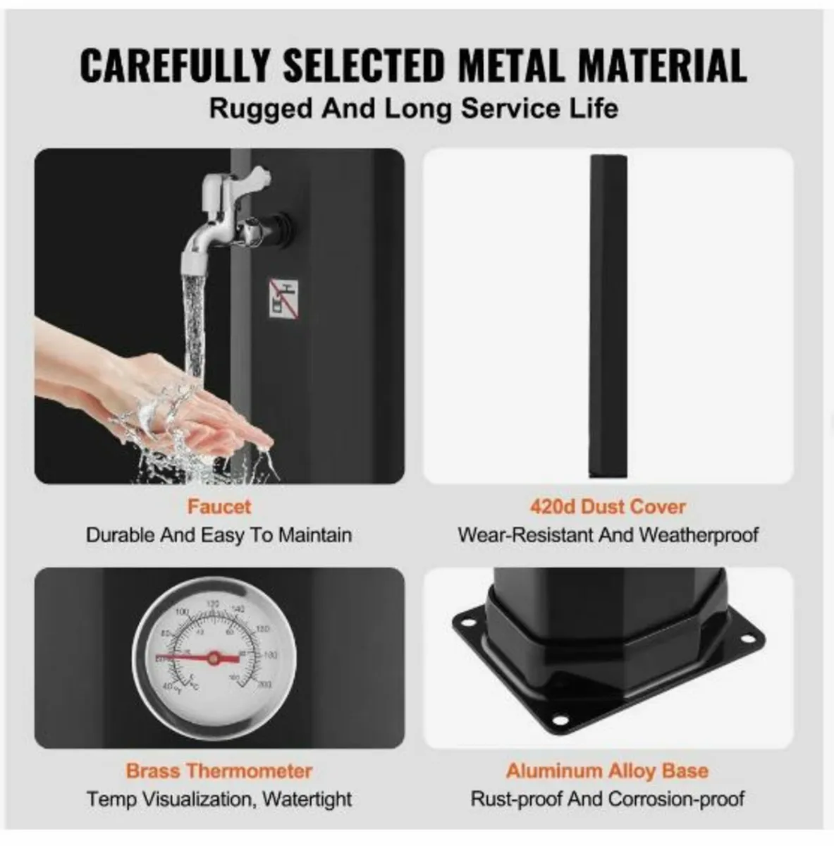 Outdoor Solar Heated Shower, 40L - Image 3