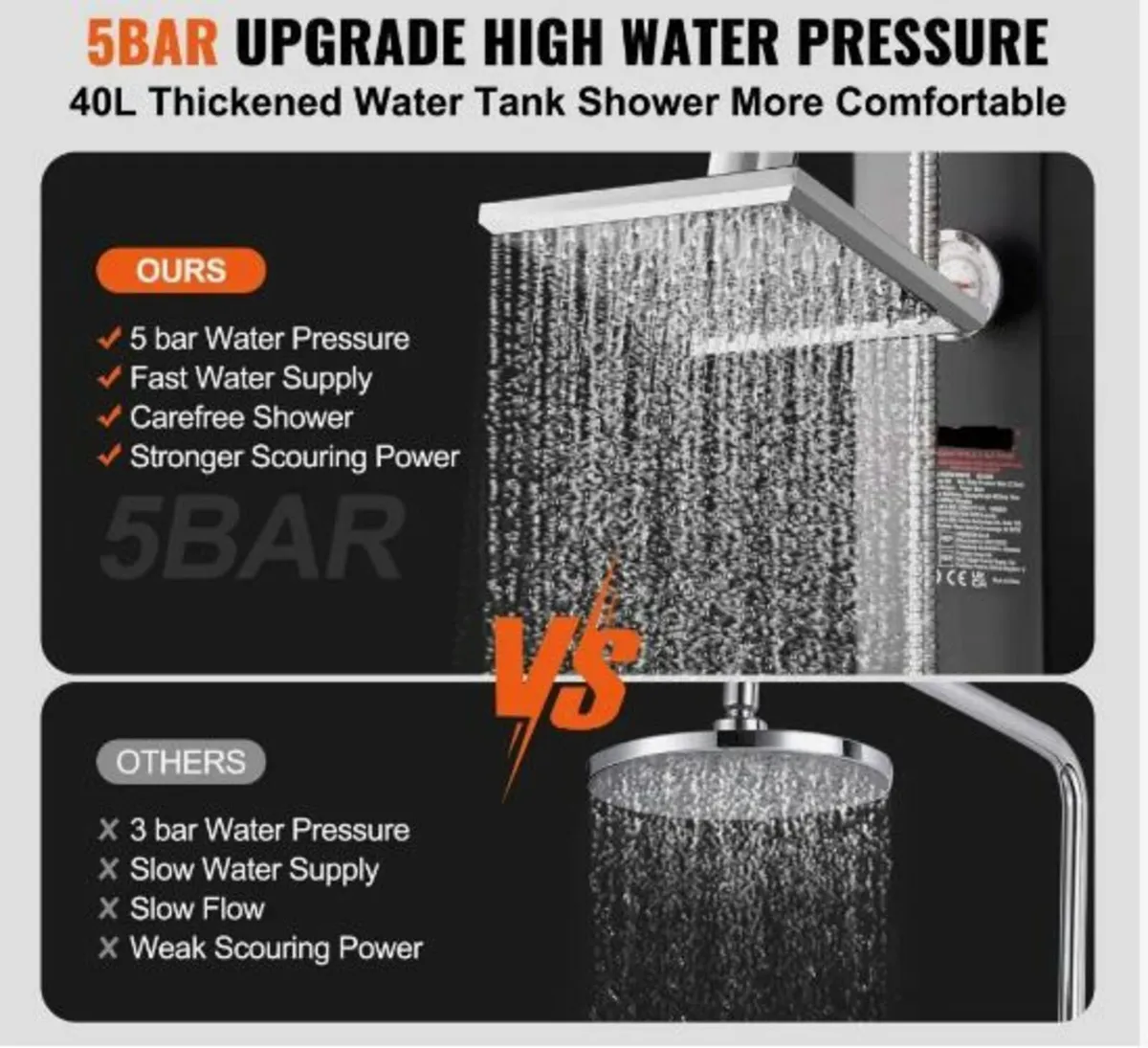 Outdoor Solar Heated Shower, 40L - Image 4