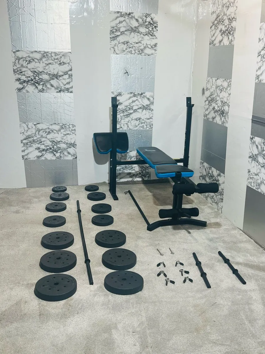Adjustable weight bench 50kg barbell dumbbells - Image 4