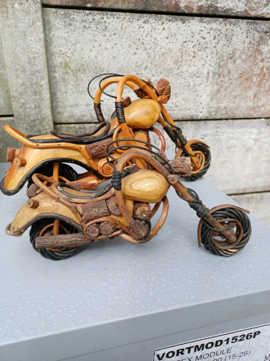 Vintage Handmade Wooden Motorcycles - Image 1