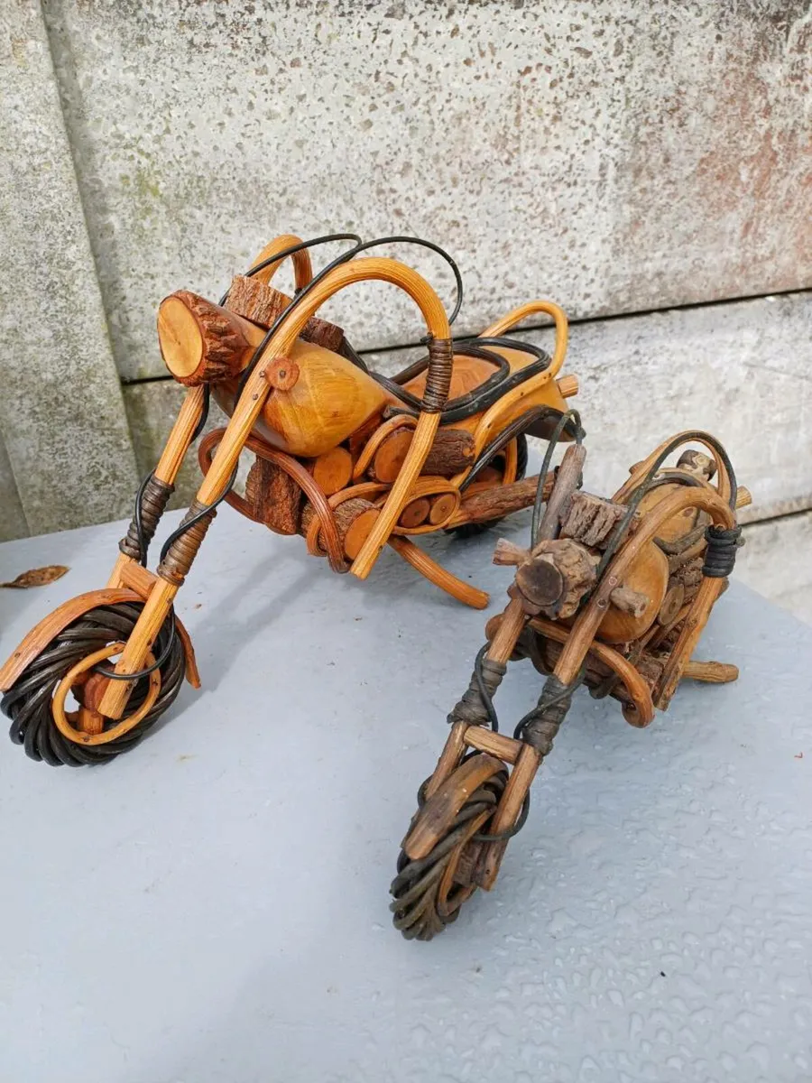 Vintage Handmade Wooden Motorcycles - Image 3