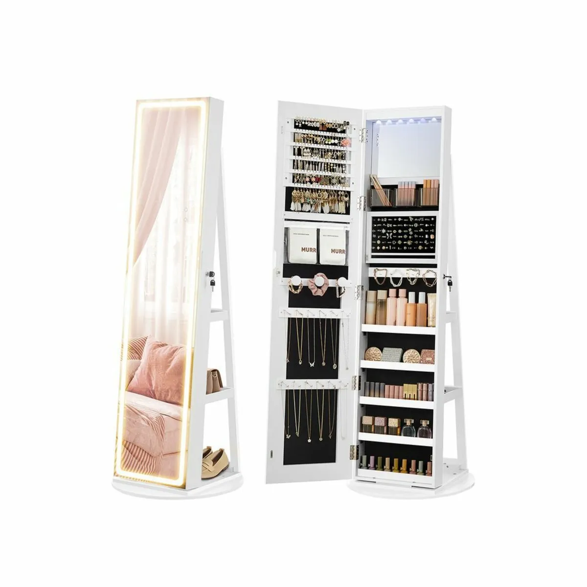 Full Length Mirror Jewellery Cabinet with LED Ligh - Image 1