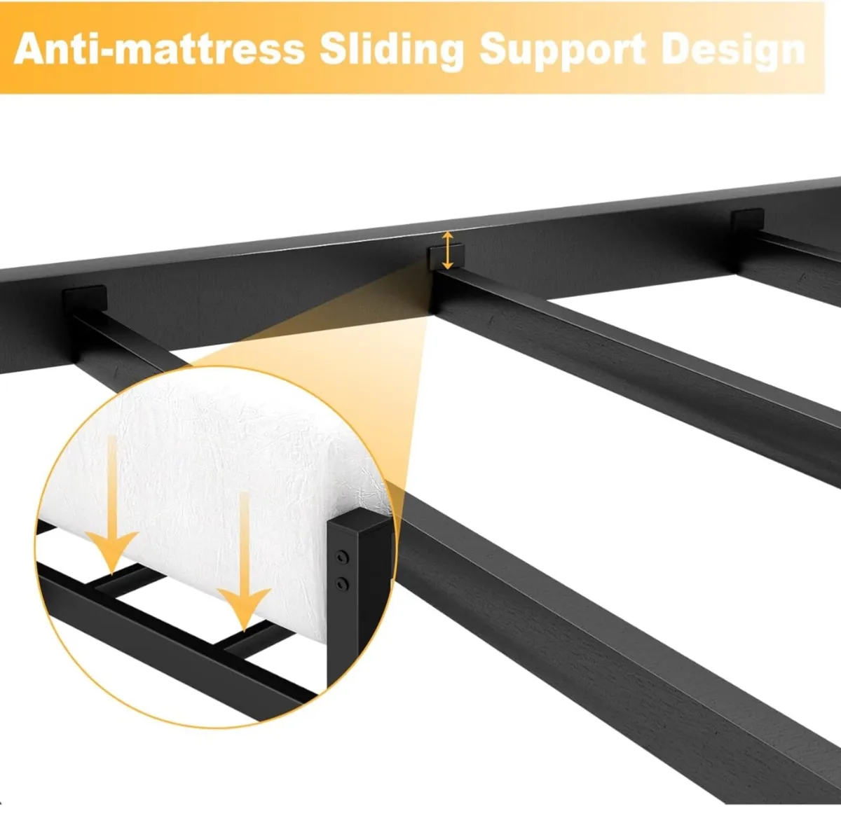 Double Bed Frames with Headboard 4ft6 Black Metal - Image 2