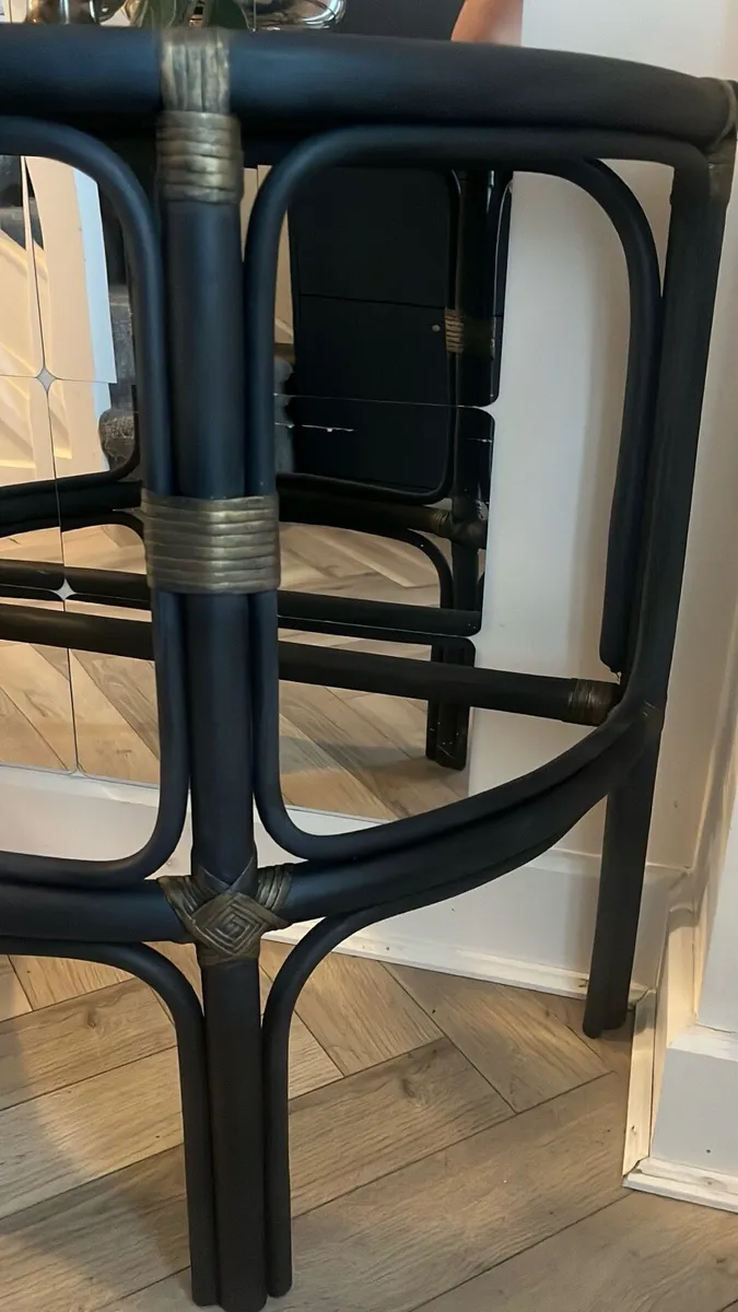 Stylish Demi-lune Bamboo console table refurbished - Image 4