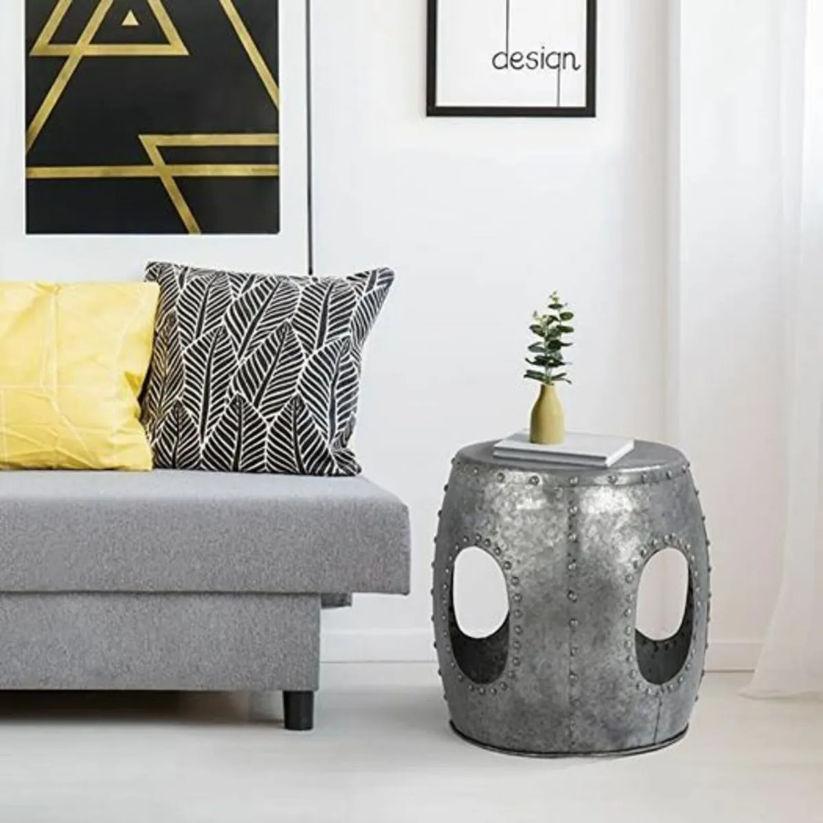 Side Table Round Diameter 38 x 43 cm Silver or Cop - Image 2