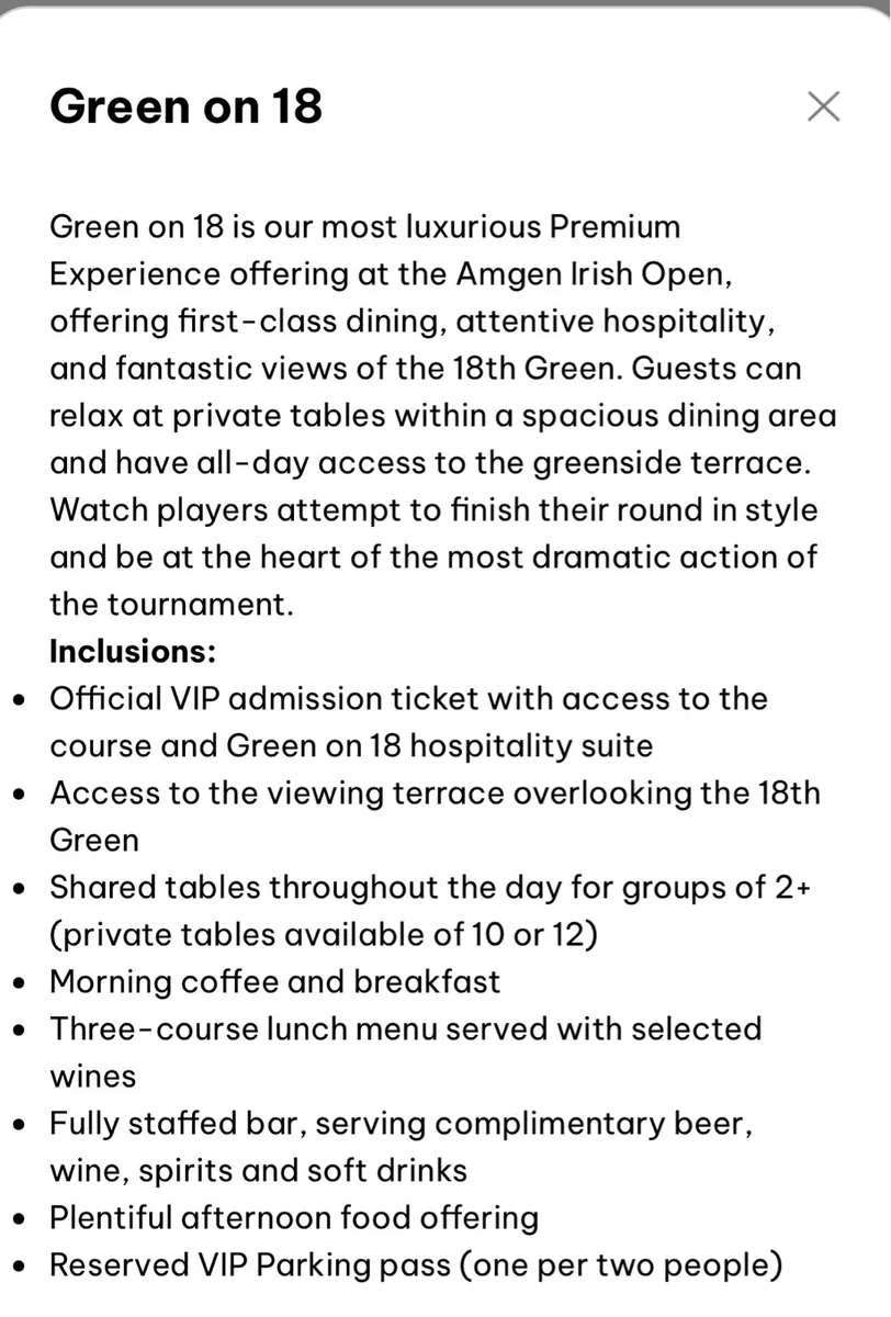Irish Open Ticket for Saturday