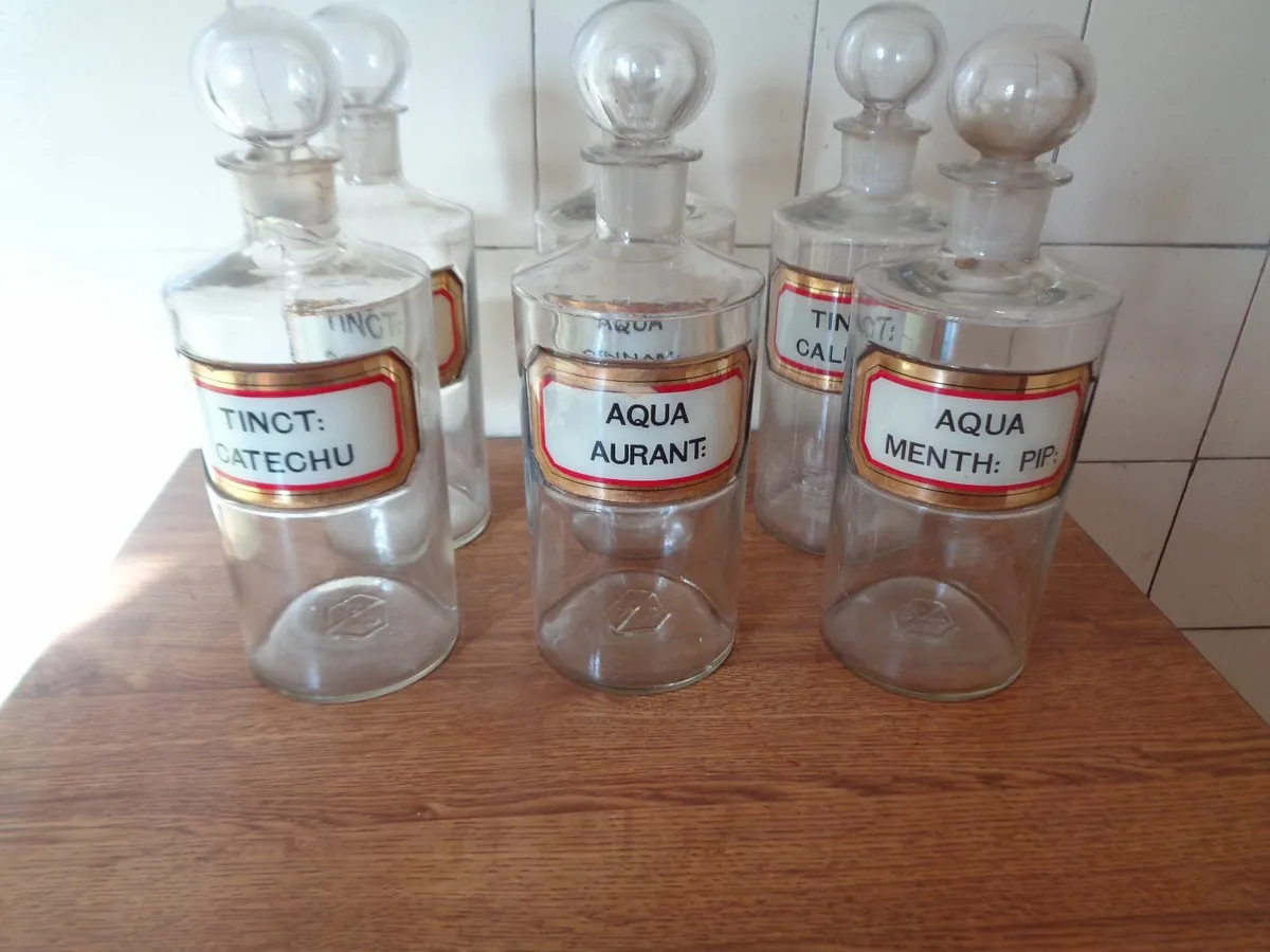 Vintage Apothecary Bottles for Sale - Image 3
