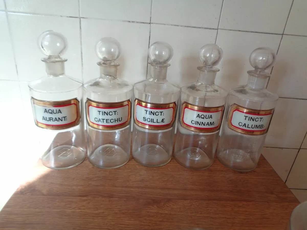 Vintage Apothecary Bottles for Sale - Image 4