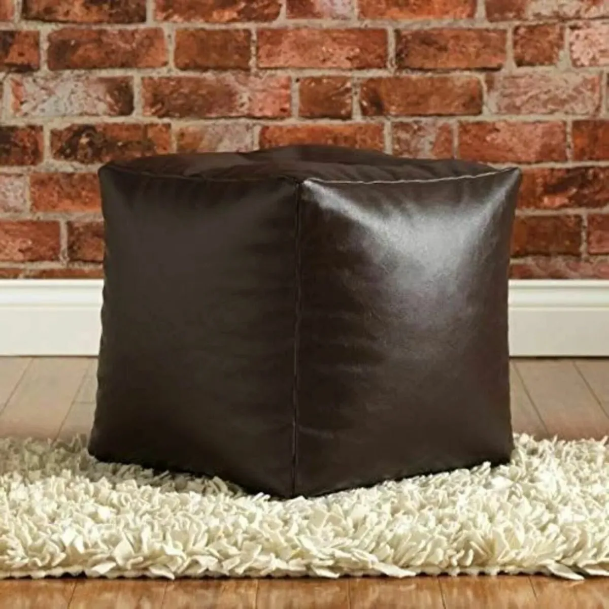 Bean Bag Cover Unfilled Medium Brown Pouffe - Image 3