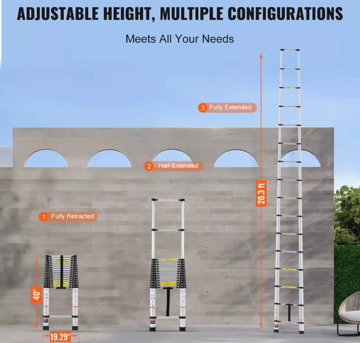 6.2m Metre Telescopic Ladder 20.3ft NEW - Image 2
