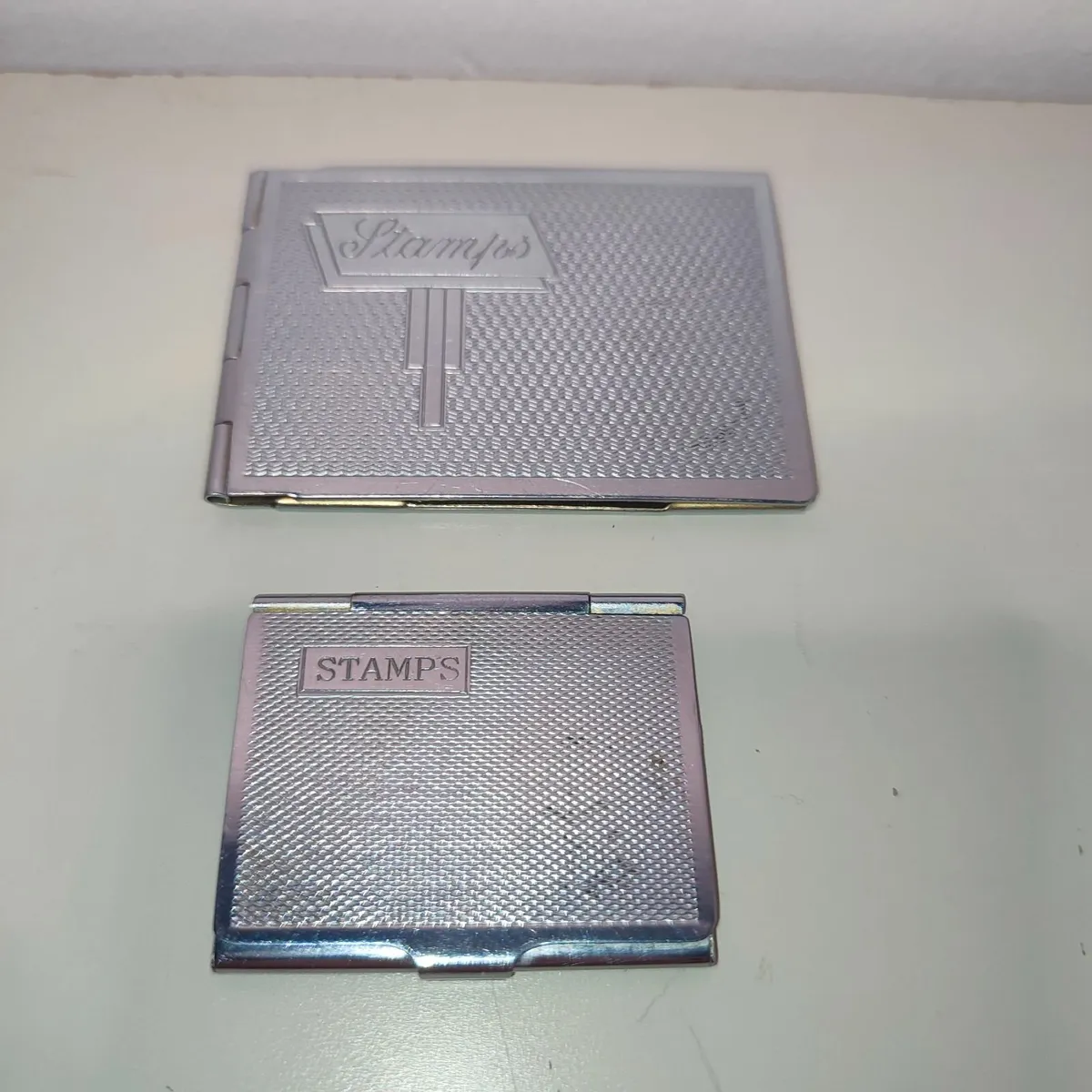 Pair of Vintage stamp holder Metal Pocket cases - Image 1