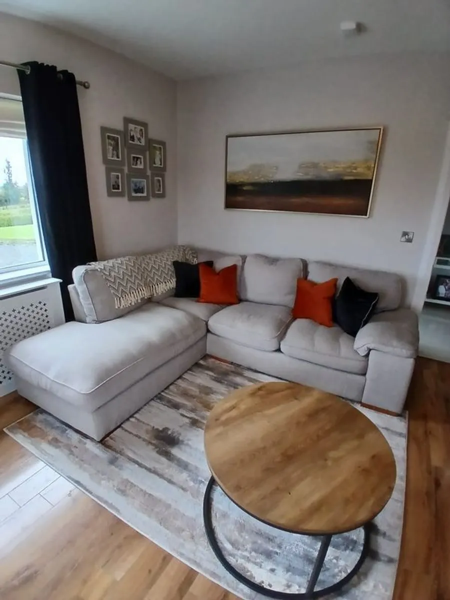 L shaped Grey Sofa & Swivel armchair - Image 1