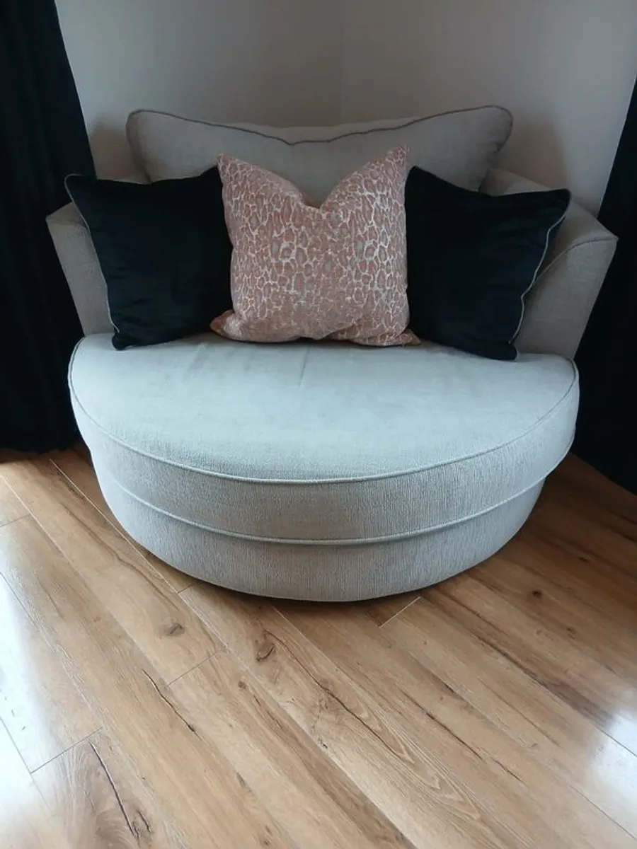 L shaped Grey Sofa & Swivel armchair - Image 3