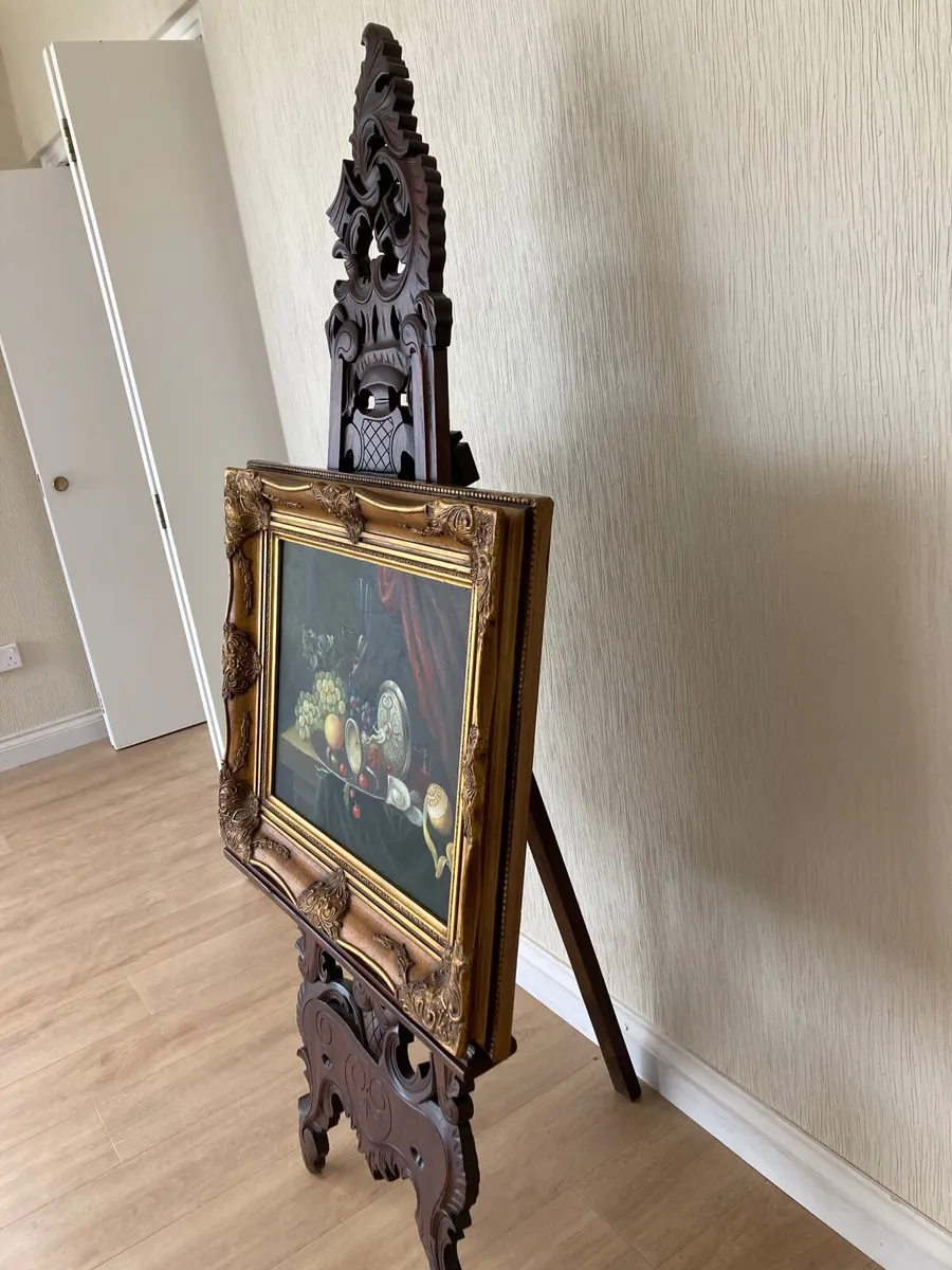 SOLID MAHOGANY FRENCH ANTIQUE STYLE CARVED EASEL - Image 3