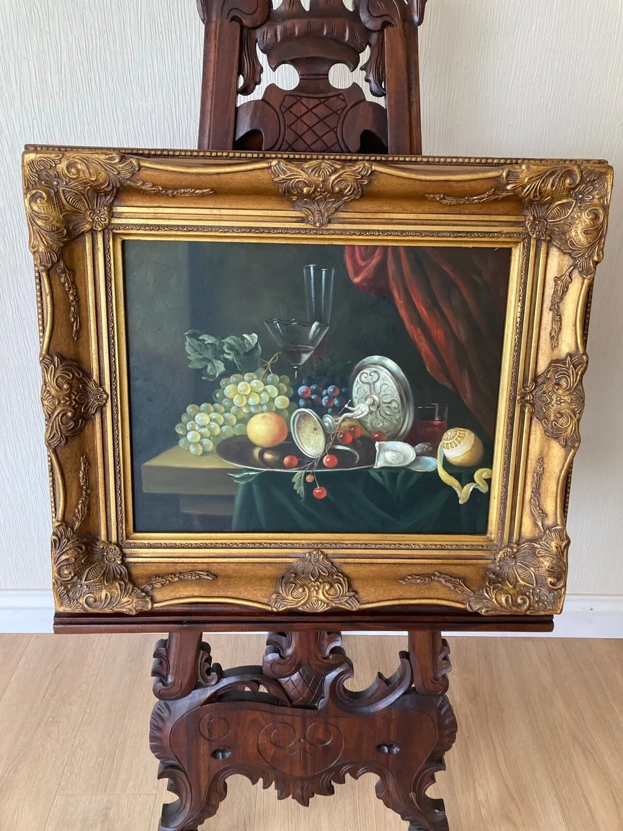 SOLID MAHOGANY FRENCH ANTIQUE STYLE CARVED EASEL - Image 2