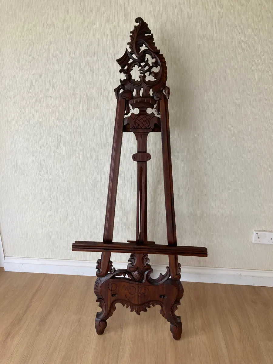 SOLID MAHOGANY FRENCH ANTIQUE STYLE CARVED EASEL - Image 4
