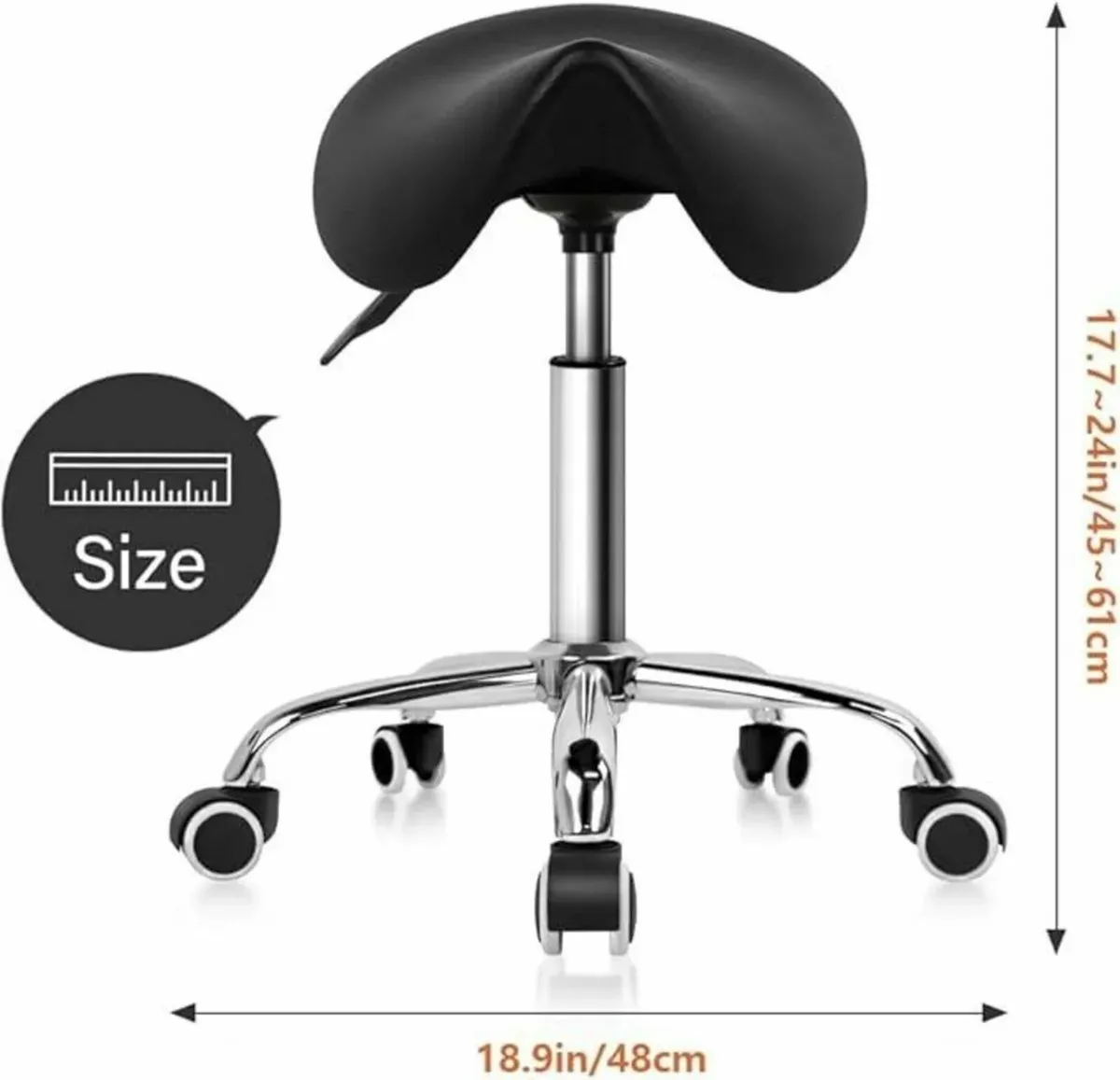 Saddle Swivel Seat Stool with Wheels Adjustable - Image 4