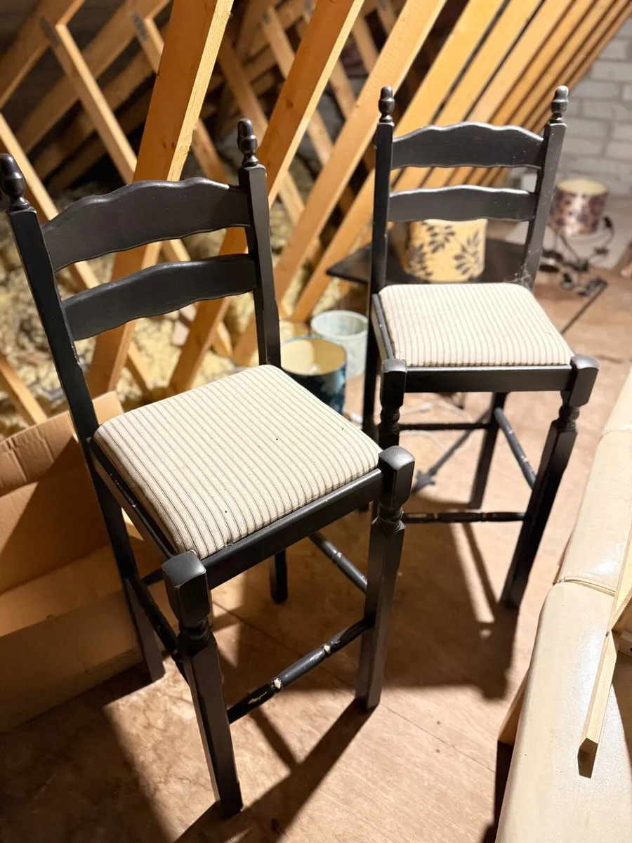 Pair of Vintage Wooden Bar Stools
