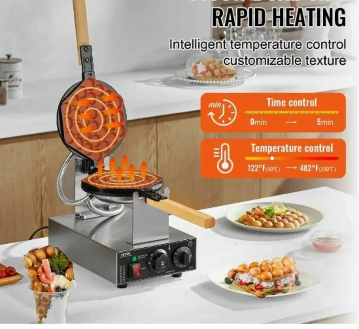 Commercial Bubble Waffle Maker Egg - Image 2