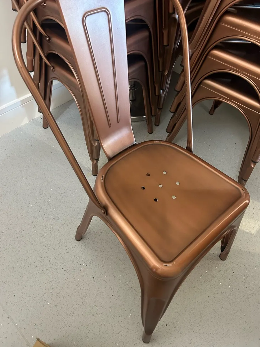 Copper coloured metal chairs - Image 1
