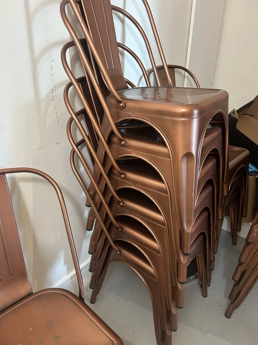 Copper coloured metal chairs - Image 2