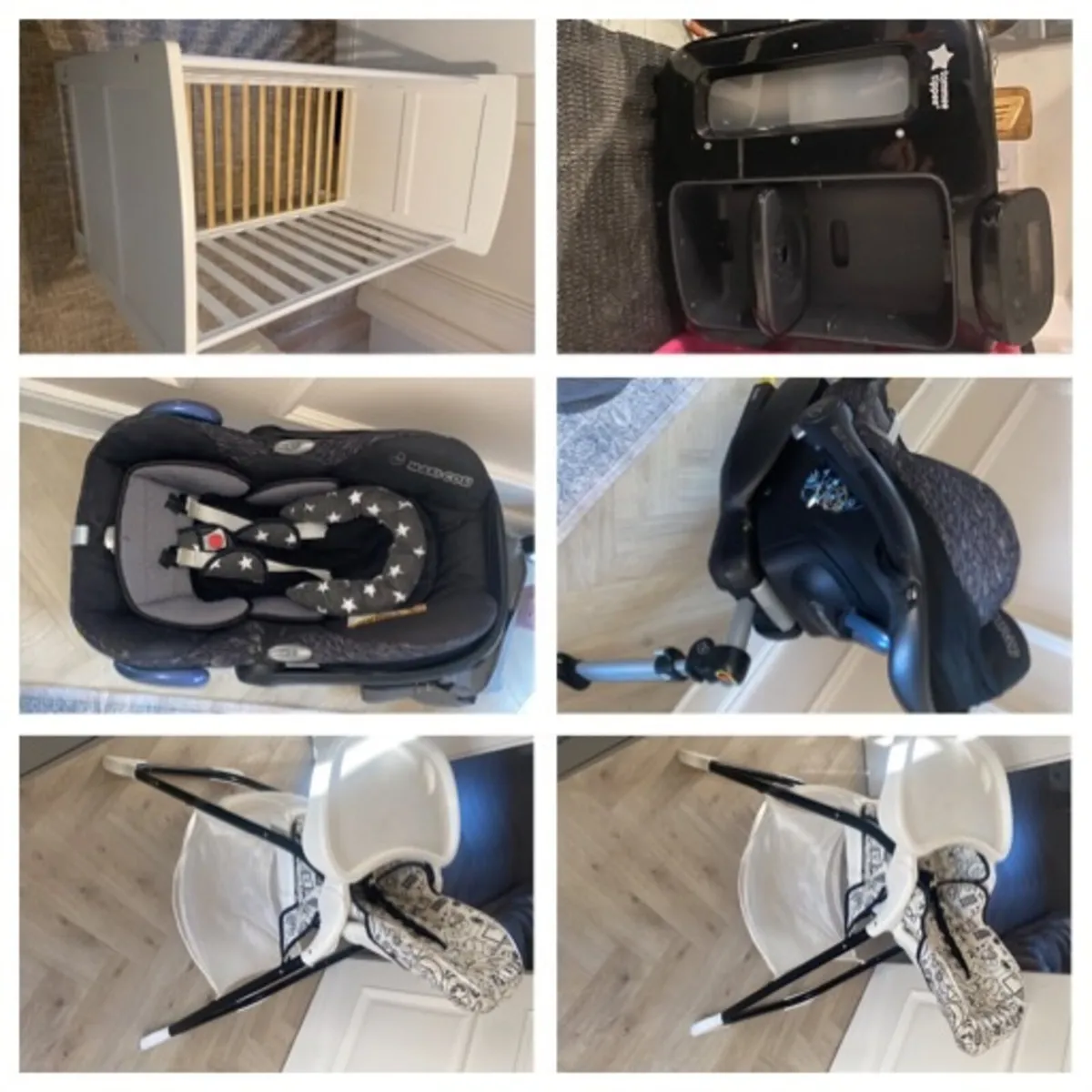 Car seat, cot bed, high chair,bottle prep machine