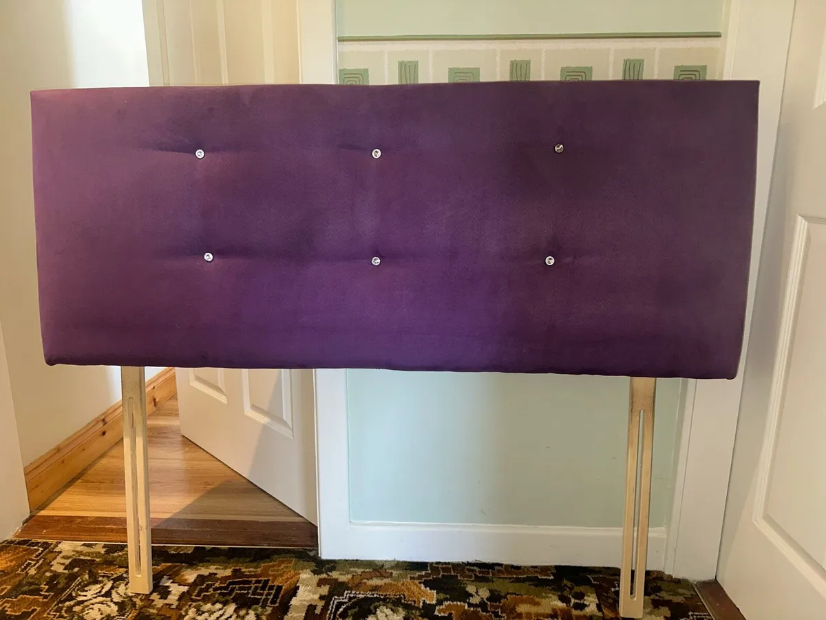 Purple Suede Diamond Headboard - Image 1